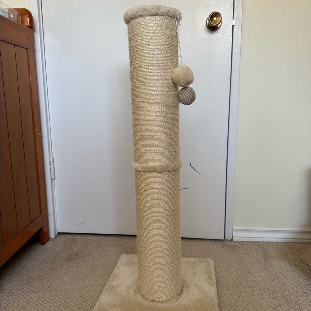 Tall Beige Cat Scratching Post
